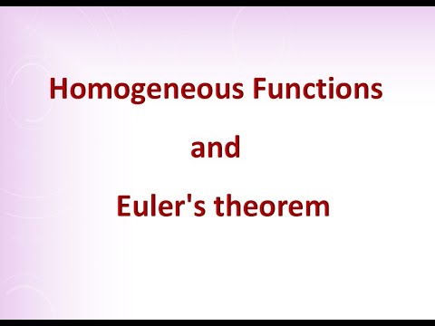 Homogeneous functions and Euler's theorem