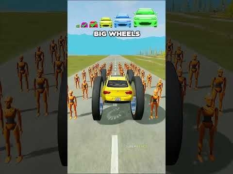 Big & Small Cars vs 100 Peoples - BeamNG.Drive