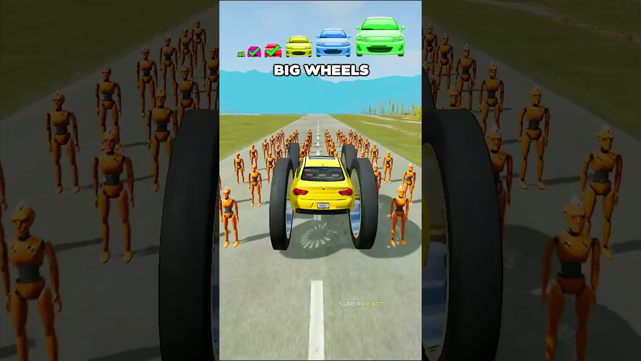 Big vs Small Cars: A 100-Person Challenge in BeamNG.Drive