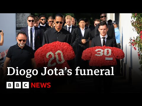 Funeral of Diogo Jota and André Silva takes places in Portugal | BBC News