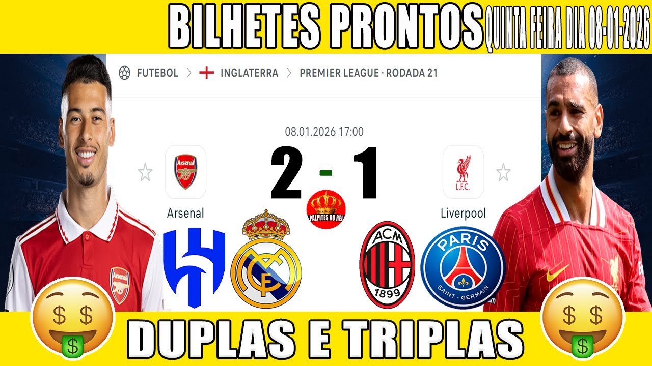 Palpites de Futebol para Hoje, 08/01/2026 ⚽