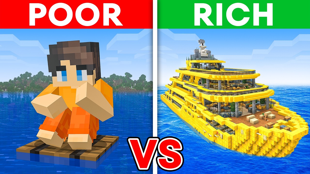 POOR vs RICH: YACHT House Battle in Minecraft