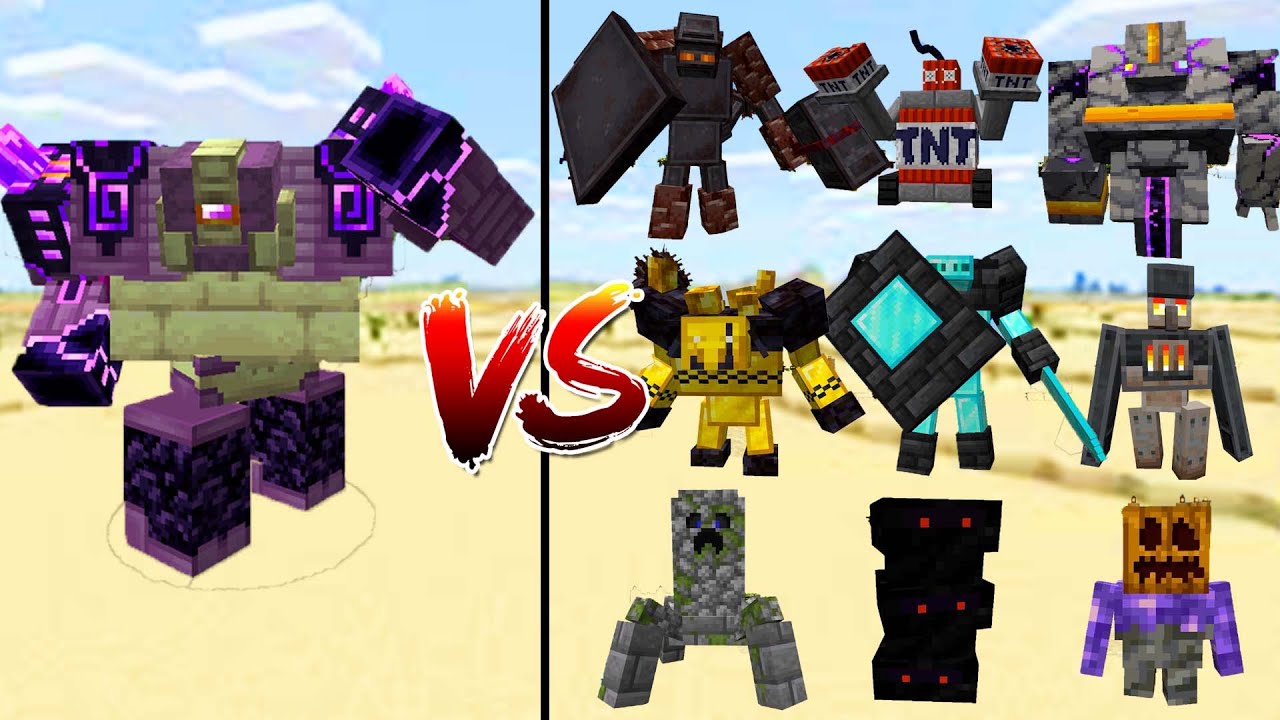 Ender Guardian vs All Golems from Golemania in Minecraft