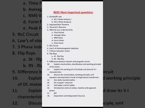 rgpv BEEE important questions | rgpv basic electrical & electronics engineering important questions
