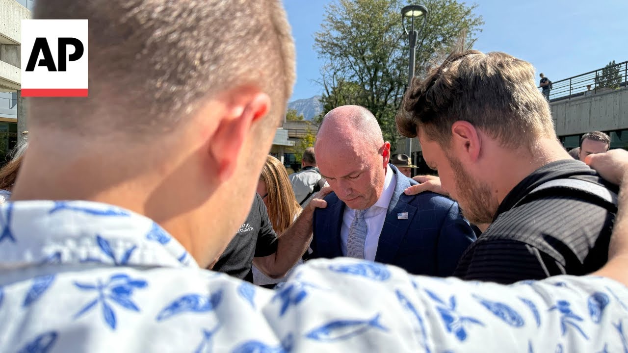 Spencer Cox visits Utah Valley University after Charlie Kirk shooting