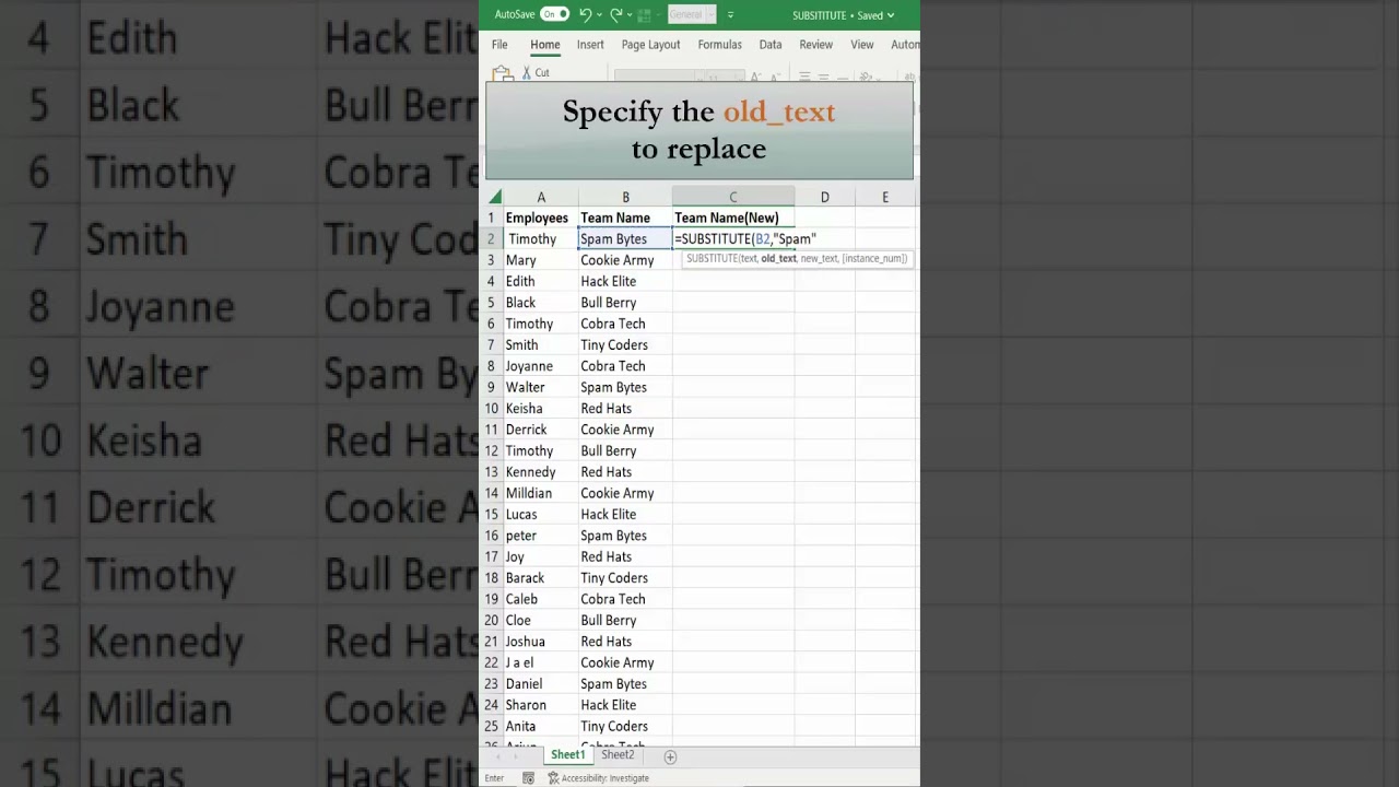 Excel SUBSTITUTE Function: Replace Text Easily