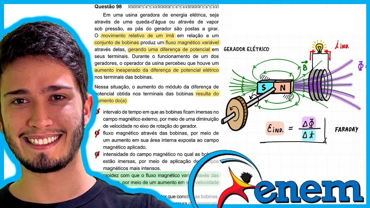 ENEM 2020 - Em uma usina geradora de energia elétrica, seja através de uma queda d’água ou através d