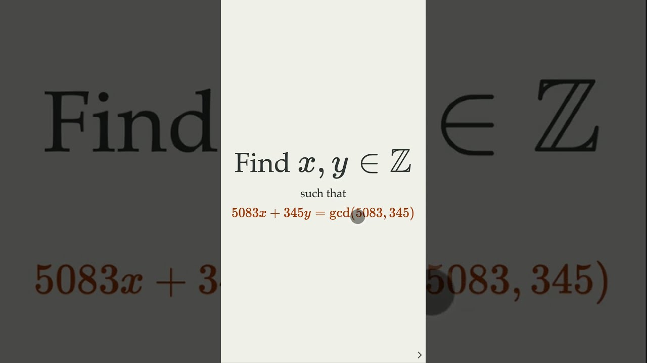 Mastering GCD & Extended Euclidean Algorithm: Find x, y for 5083x + 345y = 23 🔍