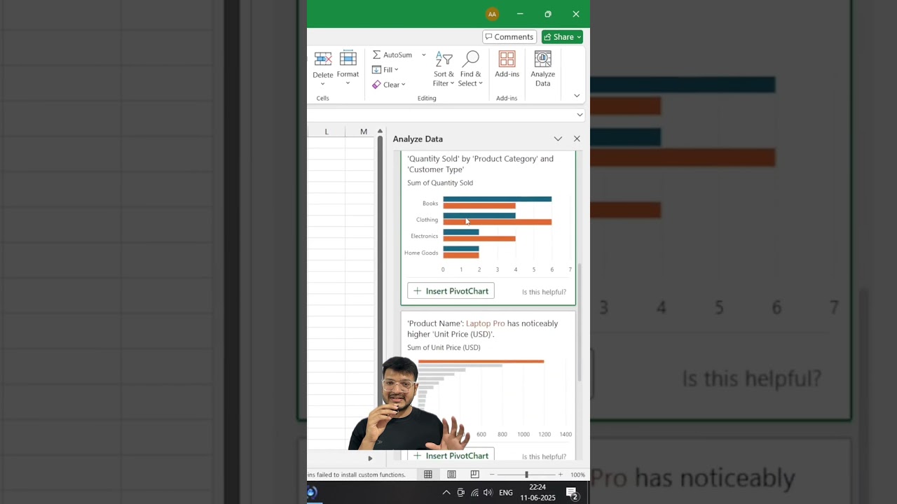 AI-Powered Data Analysis in Excel π