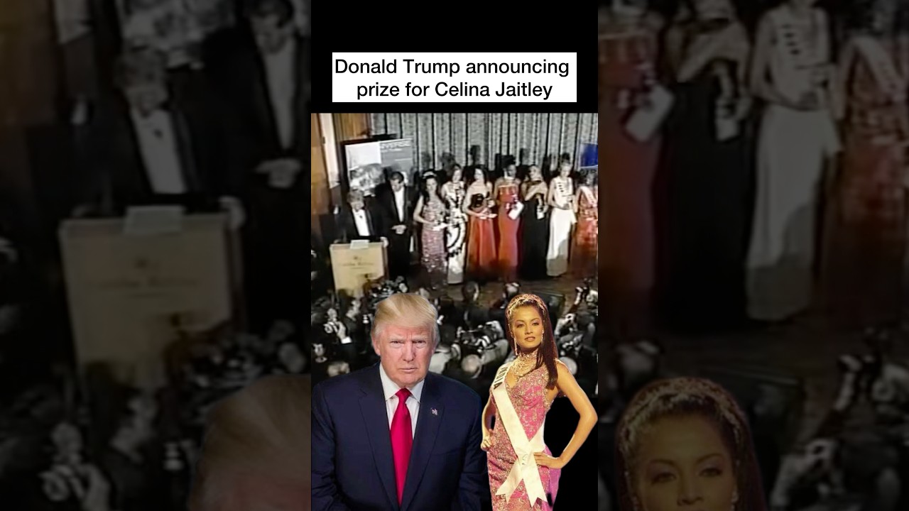 Donald Trump announcing the prize for Miss India Celina Jaitley!