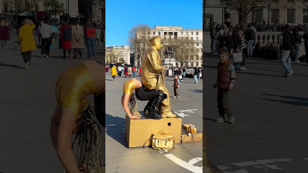 Levitating GoldMan Statue? How Is This Possible? Statue Prank Fail! 😱 @silvermanstatueofficial