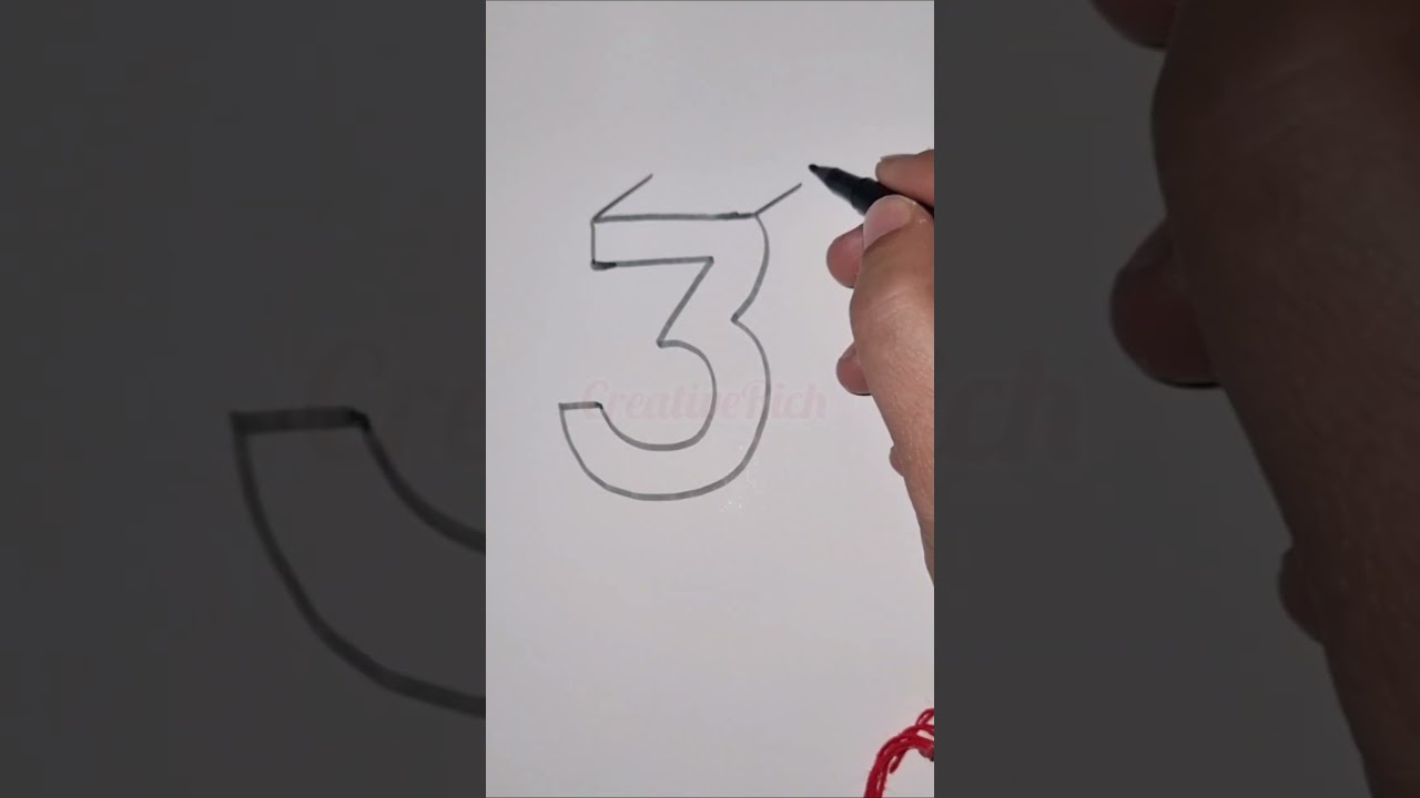 Learn to Draw the Number Three in Easy 3D Style ✏️