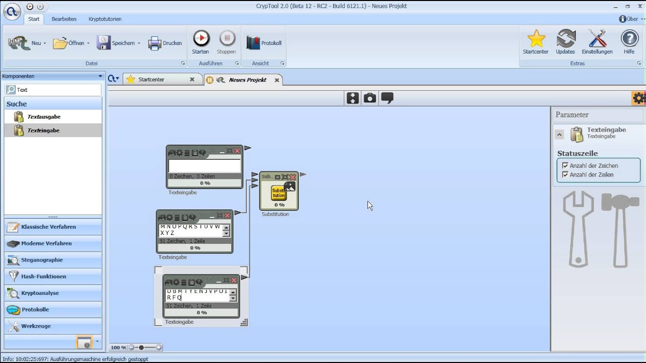 Cryptool 2: Einfaches Ver- und Entschlüsseln monoalphabetischer Verschlüsselungen 🔐