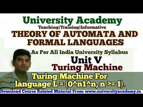 TAFL58:Theory of Automata, Construction of Turing Machine Examples in Hindi by UA