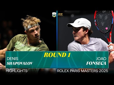 Denis Shapovalov vs Joao Fonseca R1 highlights | Rolex Paris Masters
