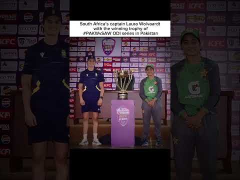 South Africa’s captain Laura Wolvaardt with the winning trophy of #PAKWvSAW ODI series in Pakistan