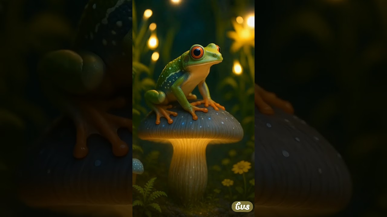 Enchanting Bioluminescent Jungle Night πΏβ¨ with Glowing Frogs & Fireflies