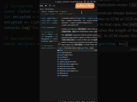 Crypto Module | Encrypted & Decrypted in Nodejs #programmerd #shorts #nodejs