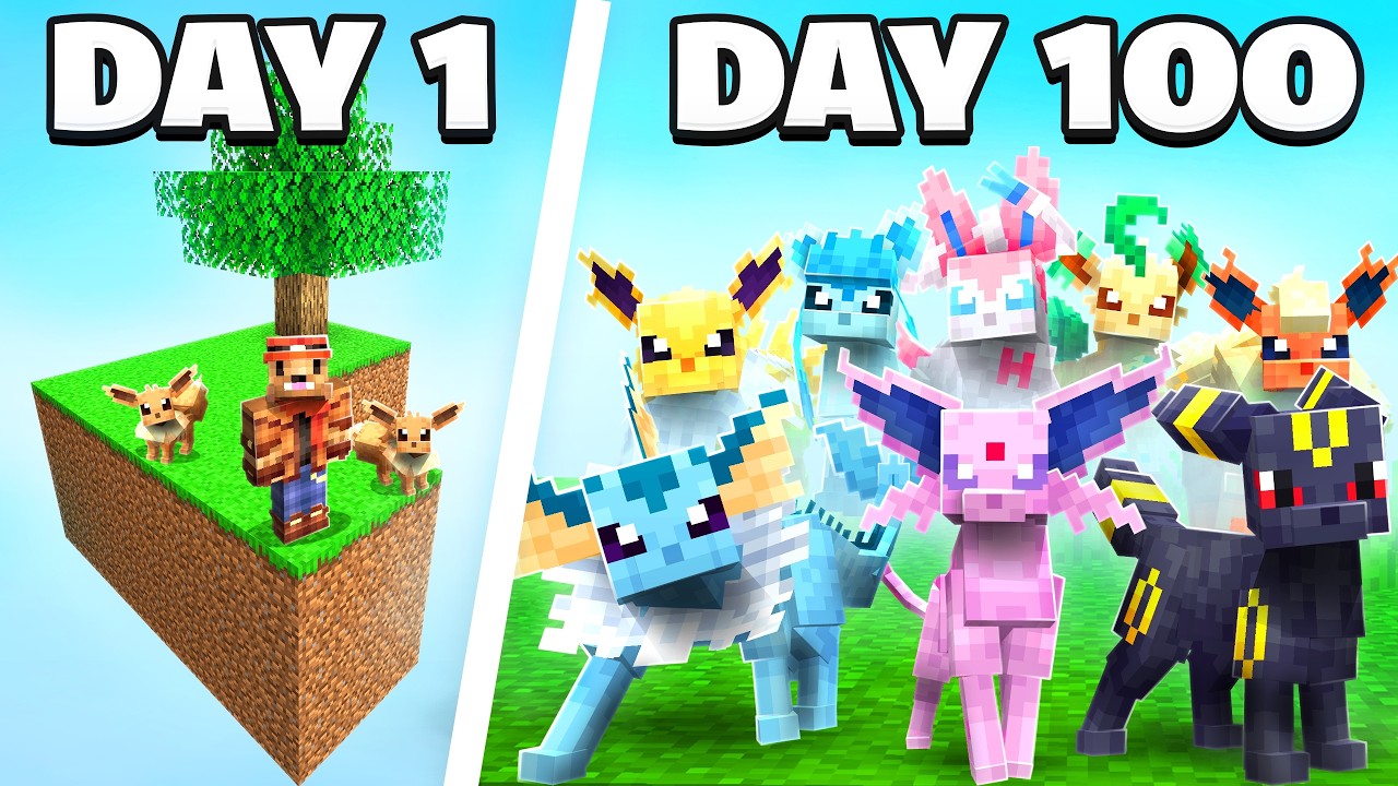 I Spent 100 Days in EEVEELUTION SKYBLOCK Cobblemon VS. my Rival! (Duos Cobblemon)