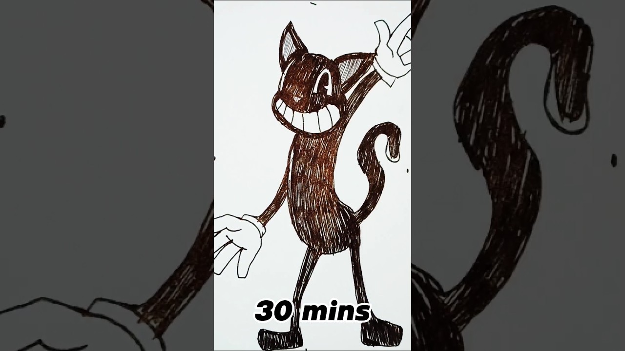 Pendrawing Cartoon Cat in 10secs,30secs,5mins,30mins, 1hr,2hrs #drawing #art #shorts