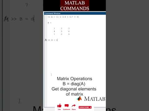 S16#Shorts #matlabtutorials - Matrix Operations - Get Diagonal Matrix #command #operators
