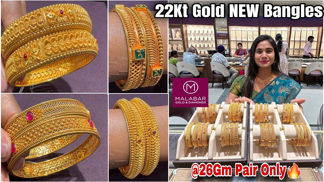 Malabar Beautiful New Gold Bangles Designs 26Gm Pair💥| Gold Bangles Designs With Weight & Price|