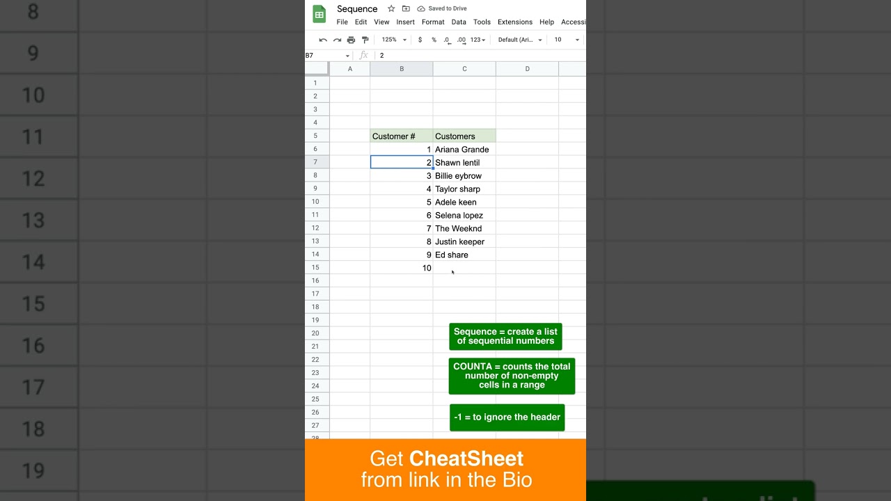 Create Number Sequences in Google Sheets