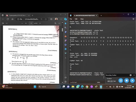 PART 1 - 2023 Kapasa Makasa University Cryptography CYS110 Test 1 (Caesar Ciphers & Brute Force)