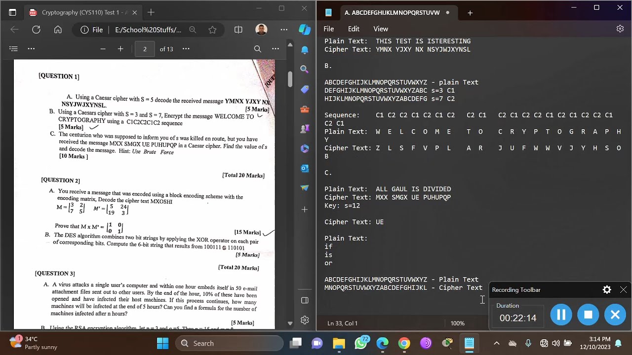 2023 Kapasa Makasa University Cryptography Test 1: Master Caesar Ciphers & Brute Force Techniques 🔐