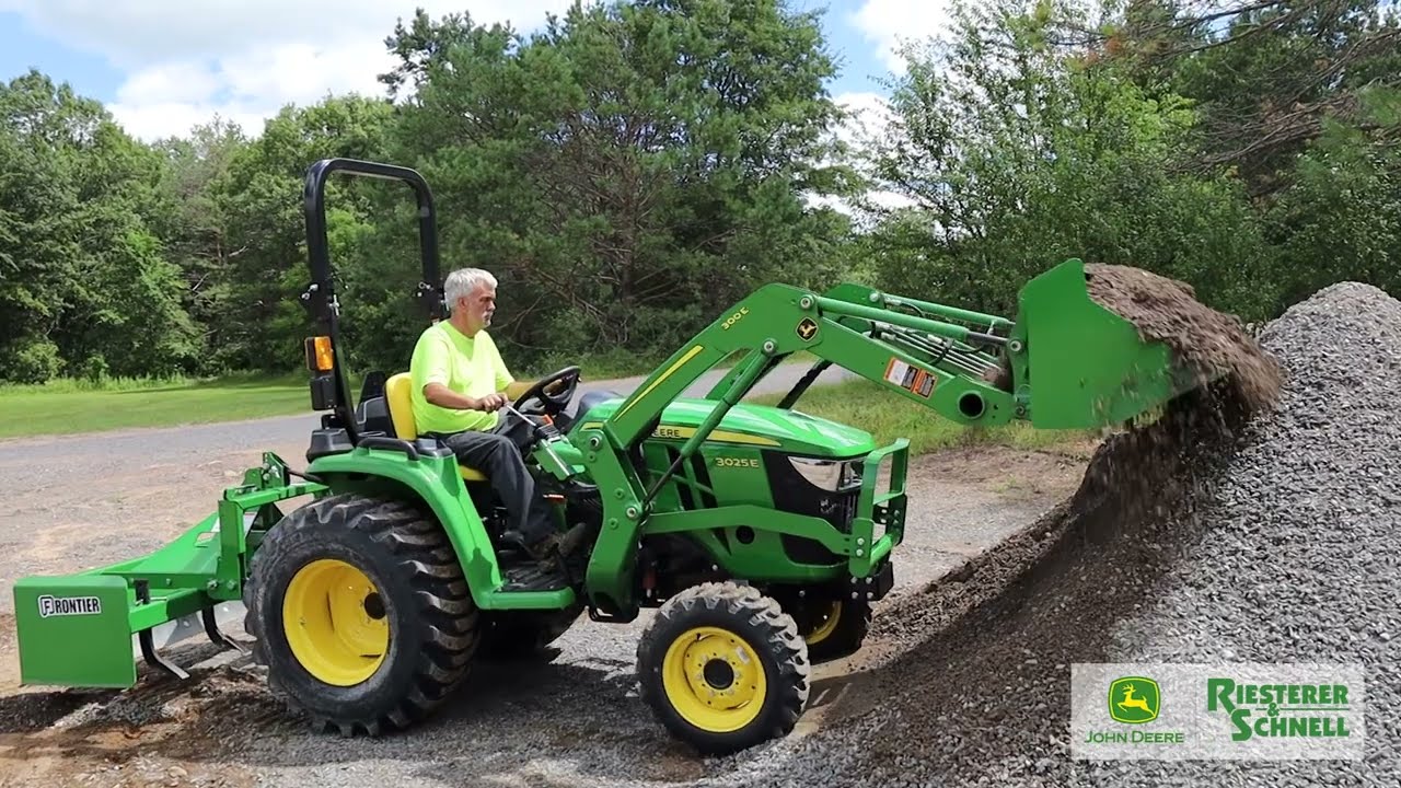 John Deere 3025E + 300E Loader + Frontier BB5060 Box Blade | Riesterer & Schnell
