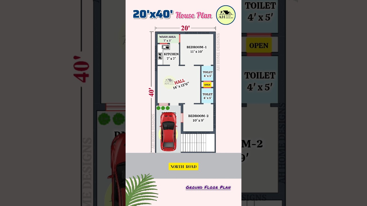 20x40 House Plan with Car Parking π