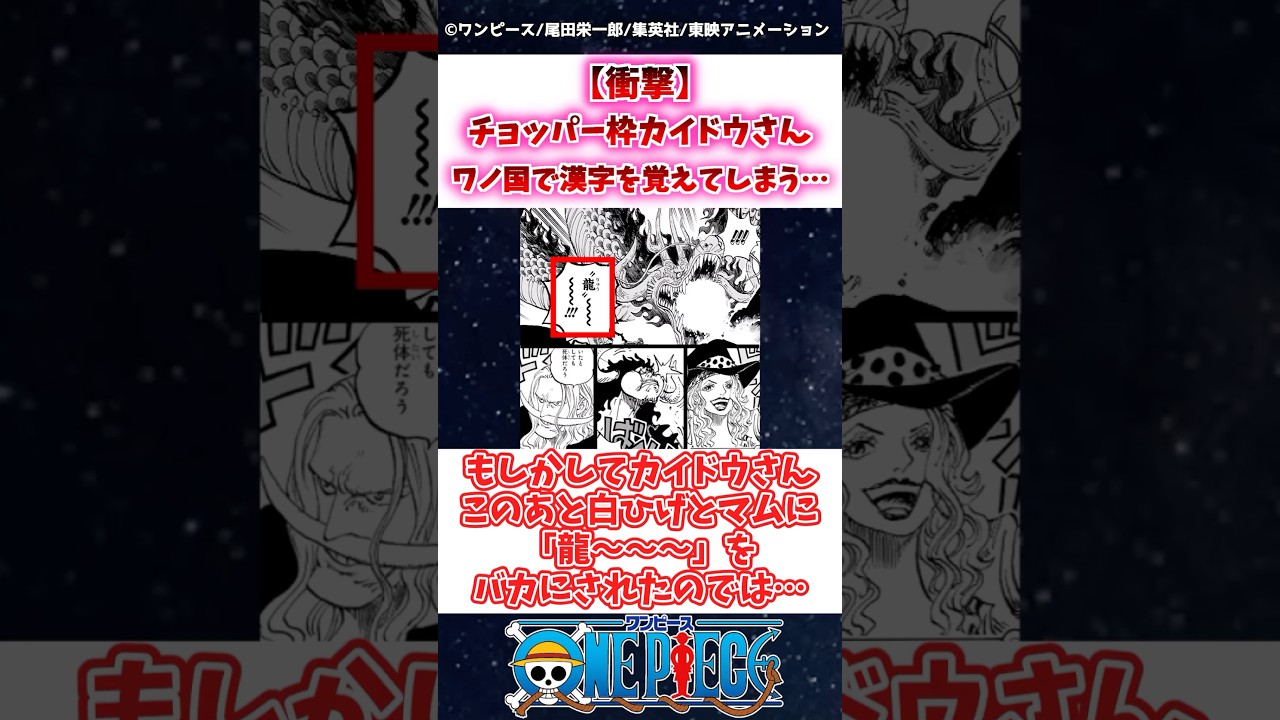 【ワンピース】最新話1163話でチョッパーとカイドウが漢字を学ぶ！？ワノ国の新展開を見逃すな！📖