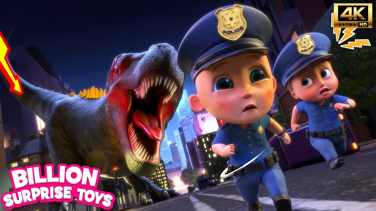 Epic Dino Attack in the City! 🚓 Kids Police Adventure with Dino Rescue (4K)