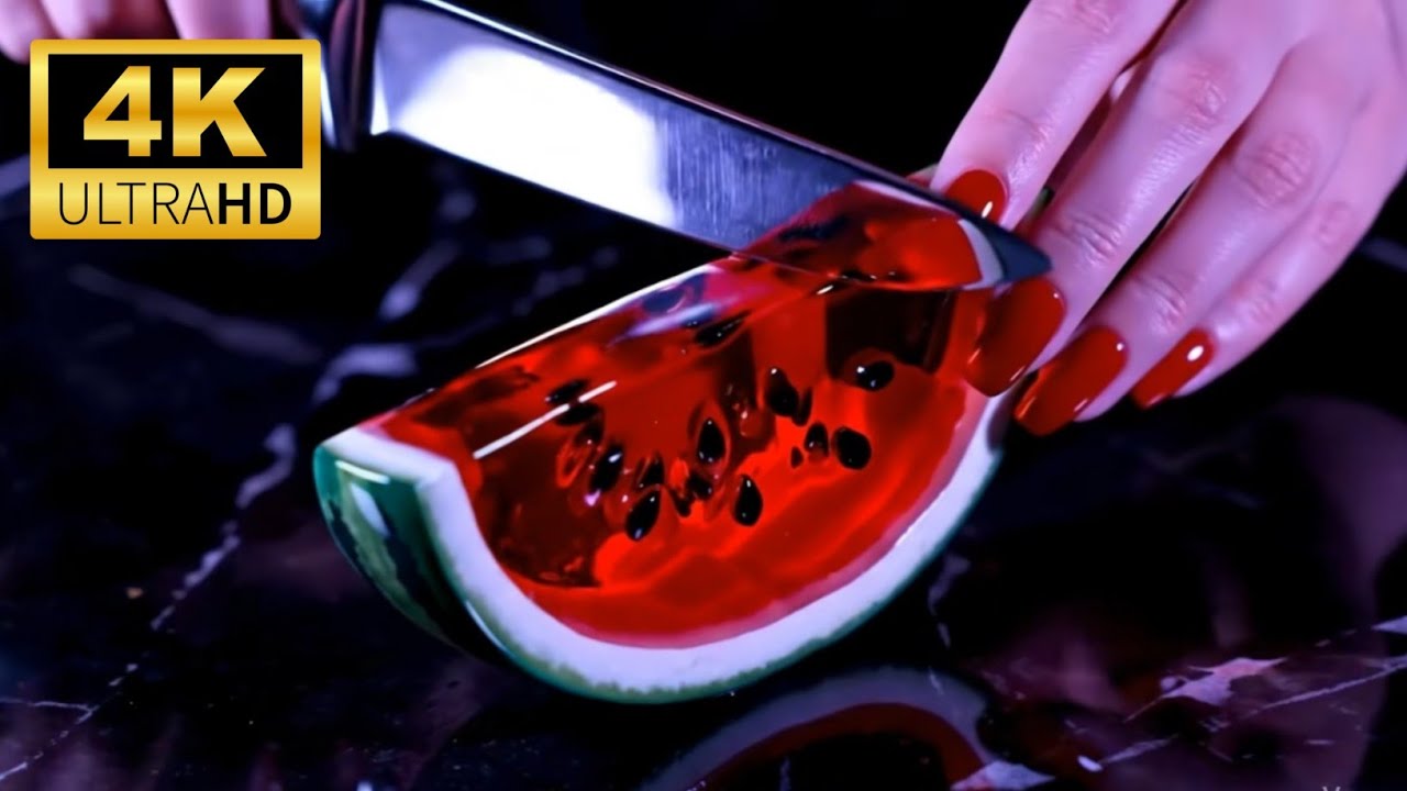 1 Hour of Relaxing AI ASMR Glass Fruit Cutting π