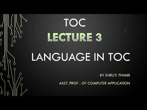 Lecture 3 - LANGUAGE IN TOC THEORY OF COMPUTATION By Shruti Ma'am