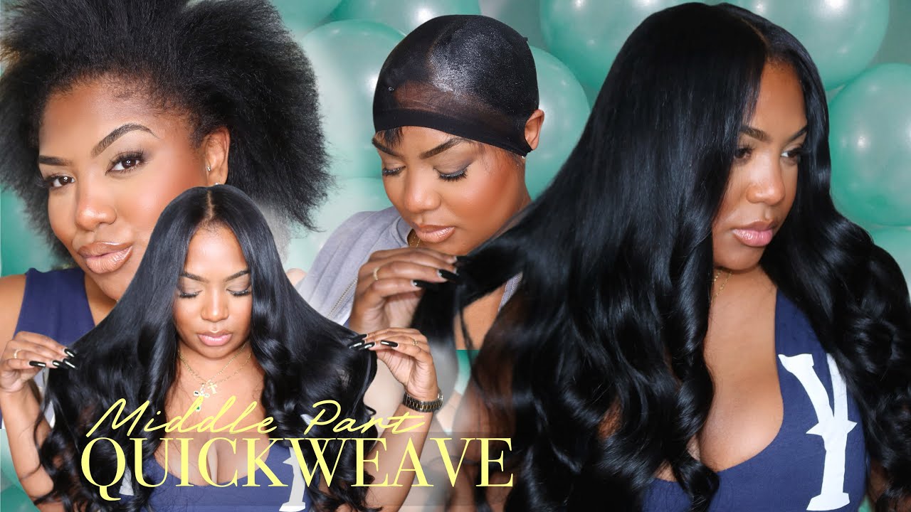 Sleek Middle Part Quickweave with Peruvian Hair ✨