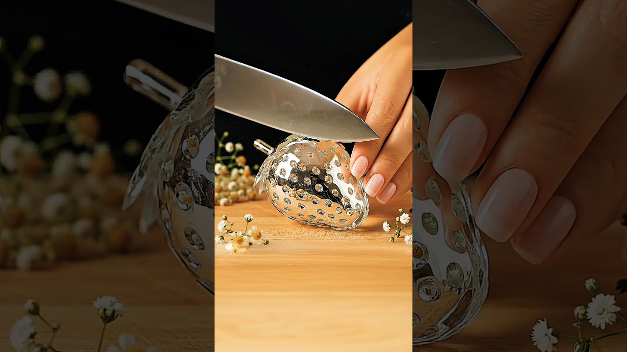 Satisfying Glass Fruit Cutting: Strawberry Mirror 🪞🍓
