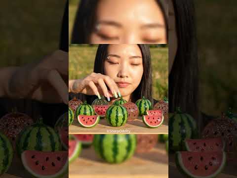 Satisfying Glass-Like Watermelon Bites 🍉✨ | ASMR  (AI-Generated)