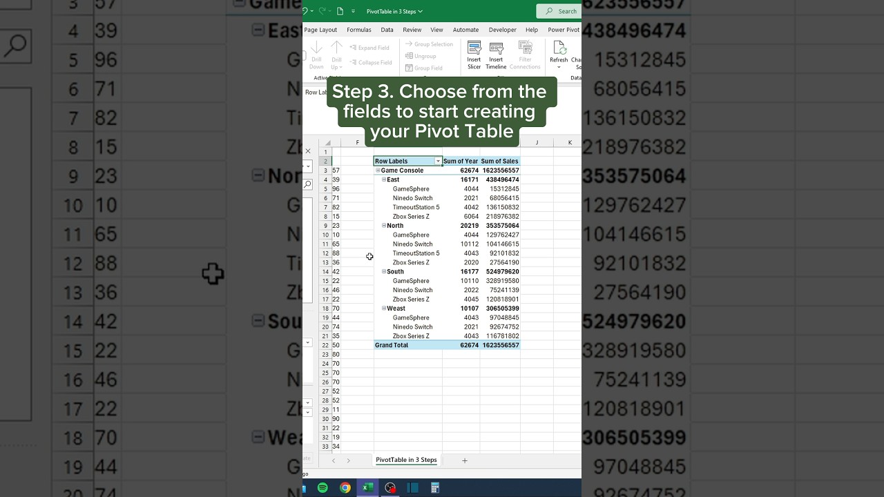 Create a Pivot Table in Just 3 Easy Steps! π #Excel