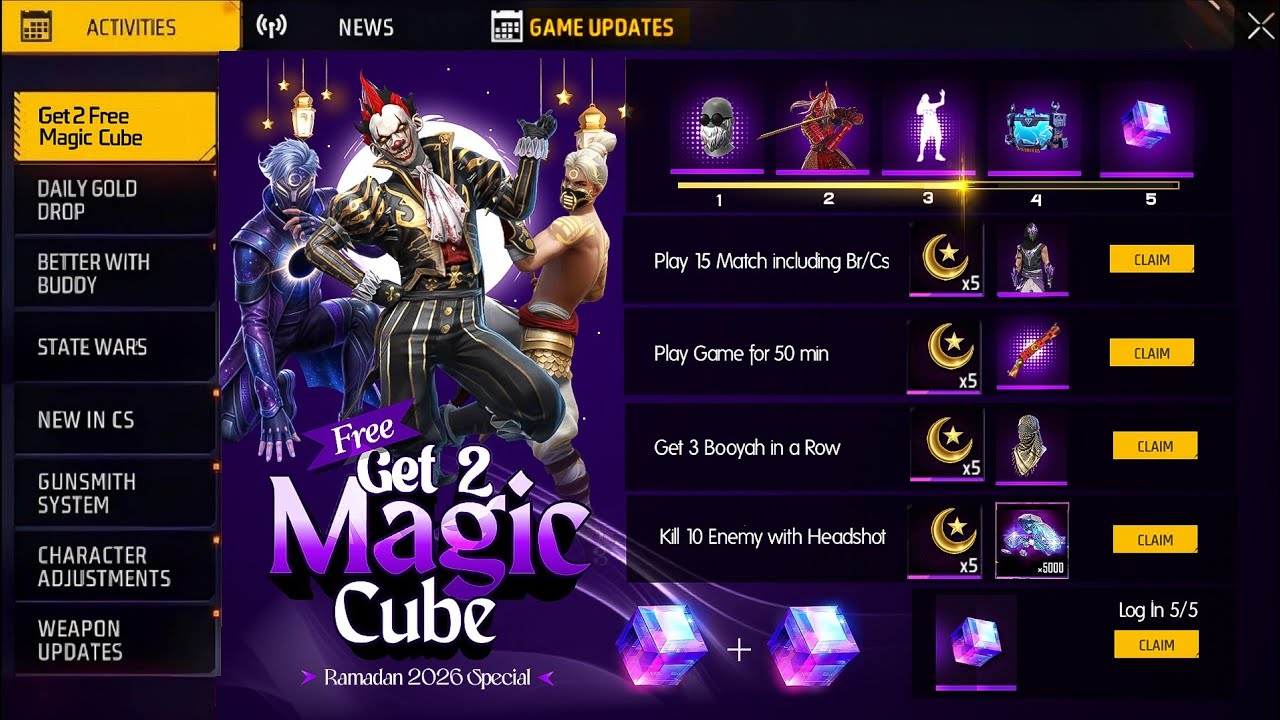 ফ্রিতে ২ টা🥳ম্যাজিক কিউব ফ্রিতে পাবে সবাই💥 Magic Cube Free Event | Free Fire New Event bd Server
