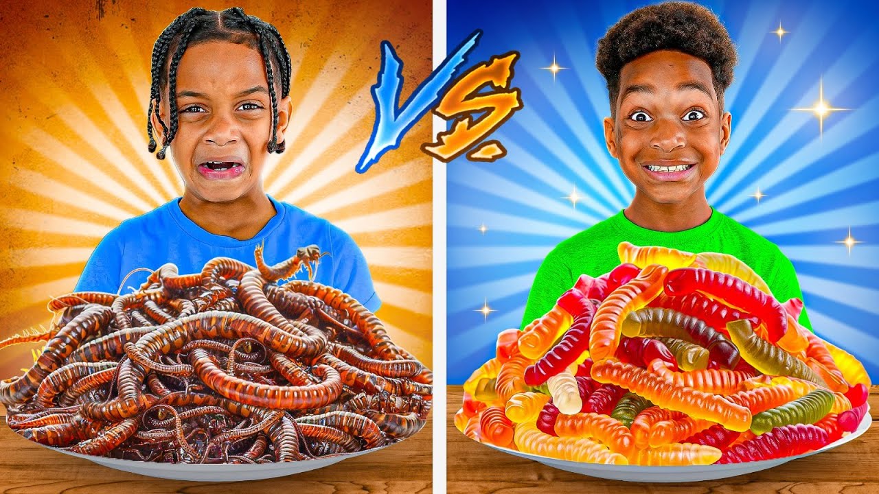 Real Food vs Gummy Food Challenge 🍬