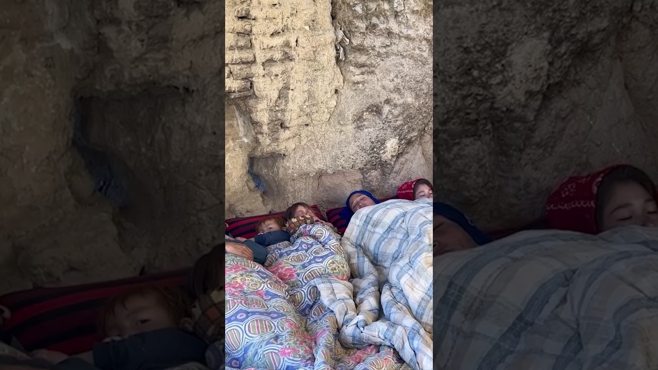 Morning Routine of a Large Afghan Family in a Cave 🏡