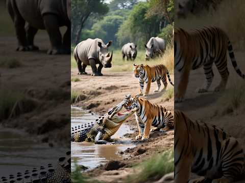 Tiger vs Crocodile: Intense Tug of War in the Wild | #TigerVsCrocodile