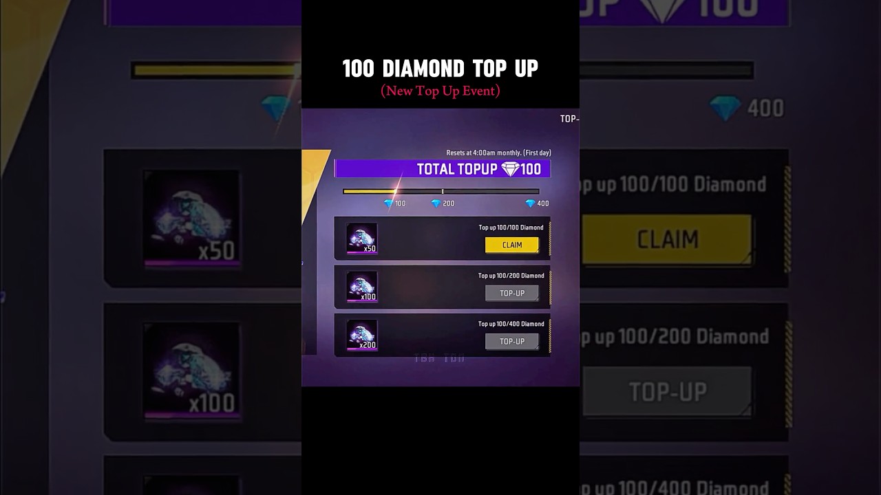 100 Get 100 Free Diamonds with Repeat Top Up!✨