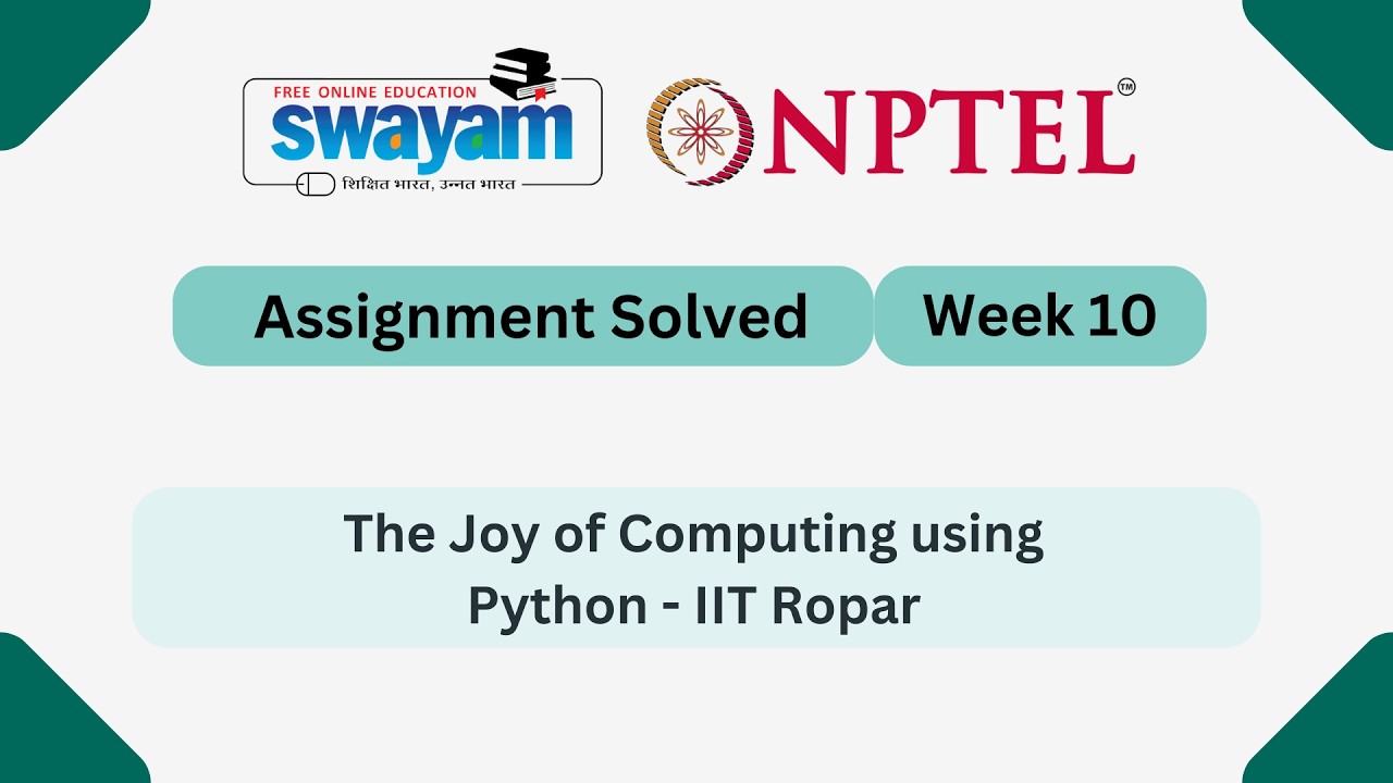 Python Computing Week 10 | NPTEL Answers 2026