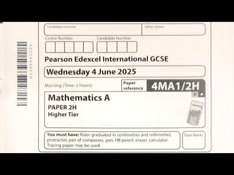June 2025 4MA1/2H Edexcel IGCSE Math Answers #iGCSE #Math #Edexcel #Paper2 #June2025 #Exam