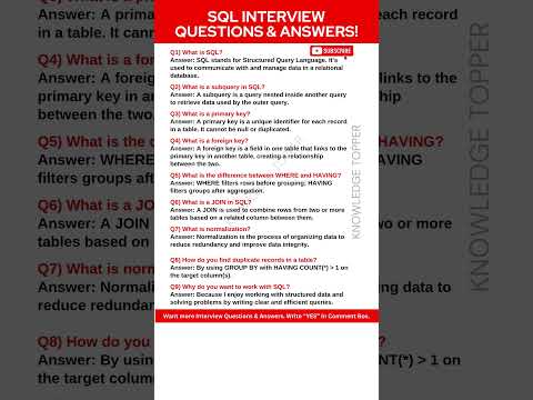 SQL Interview Questions and Answers
