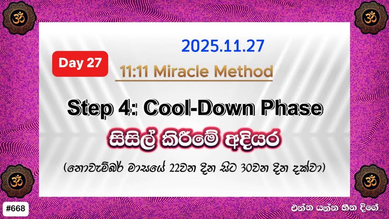 Day 27: 11:11 Miracle Method & Cool-Down 🌟