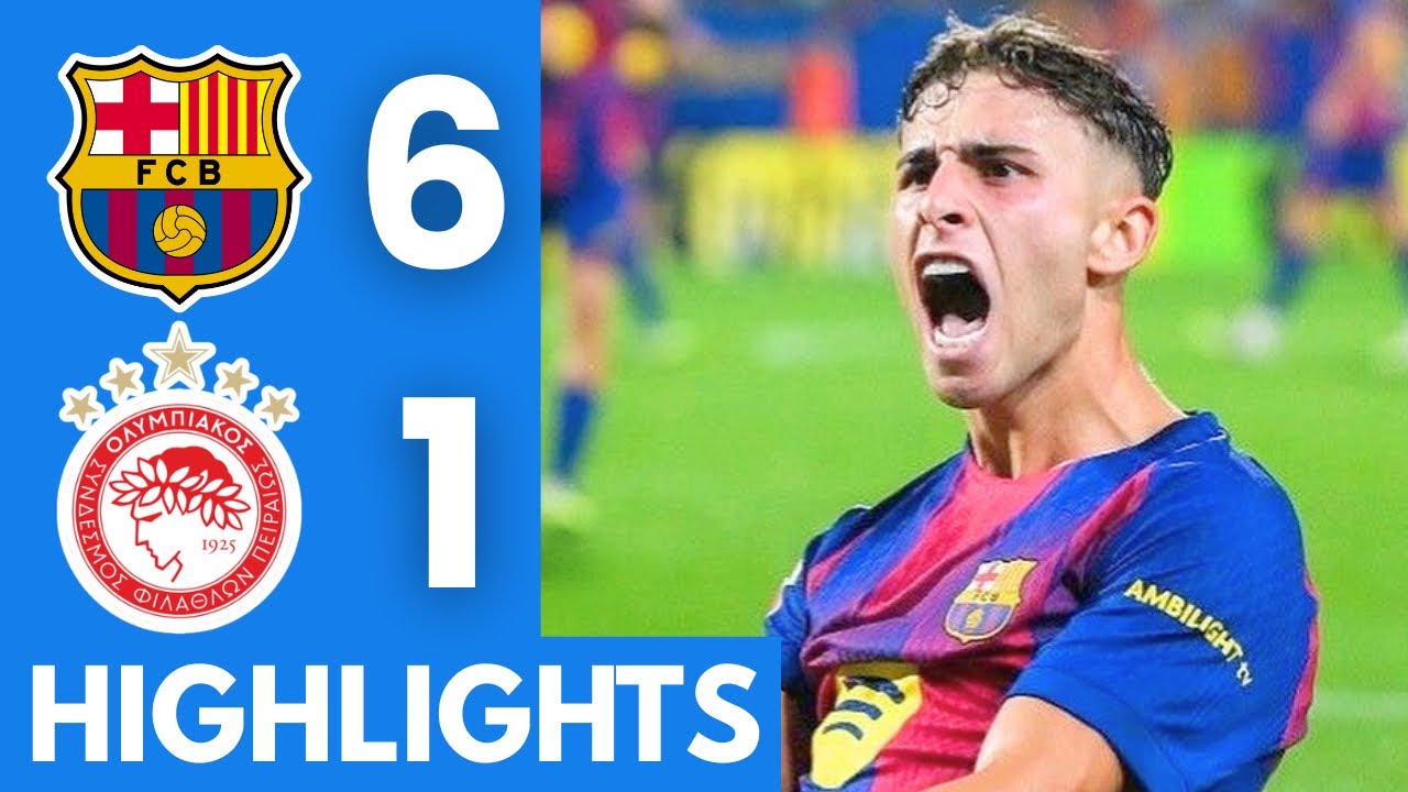 Barcelona Dominates Olympiacos 6-1 | UEFA Champions League 2025/26 Highlights ⚽