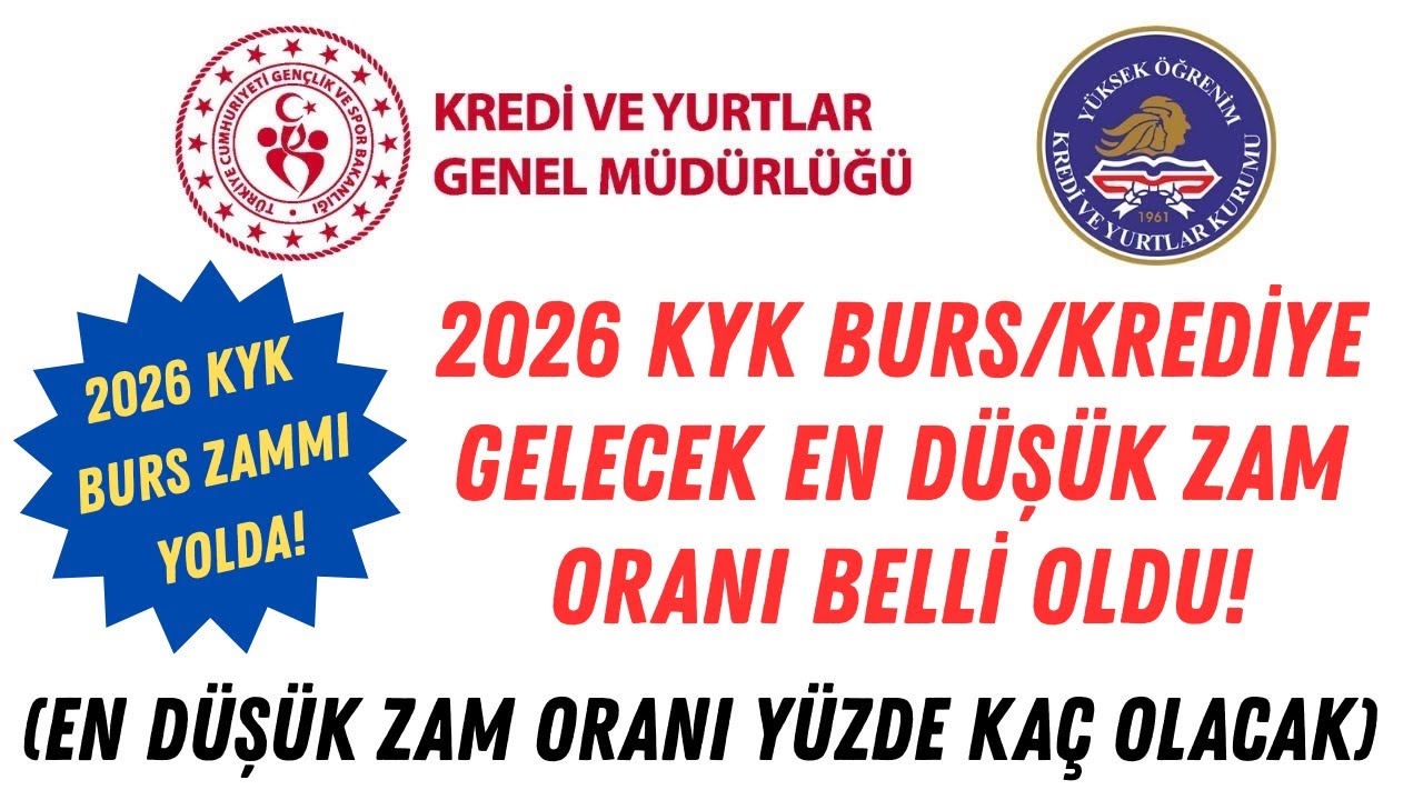 KYK Burs ve Kredilere En Düşük Zam Oranı Açıklandı 📢
